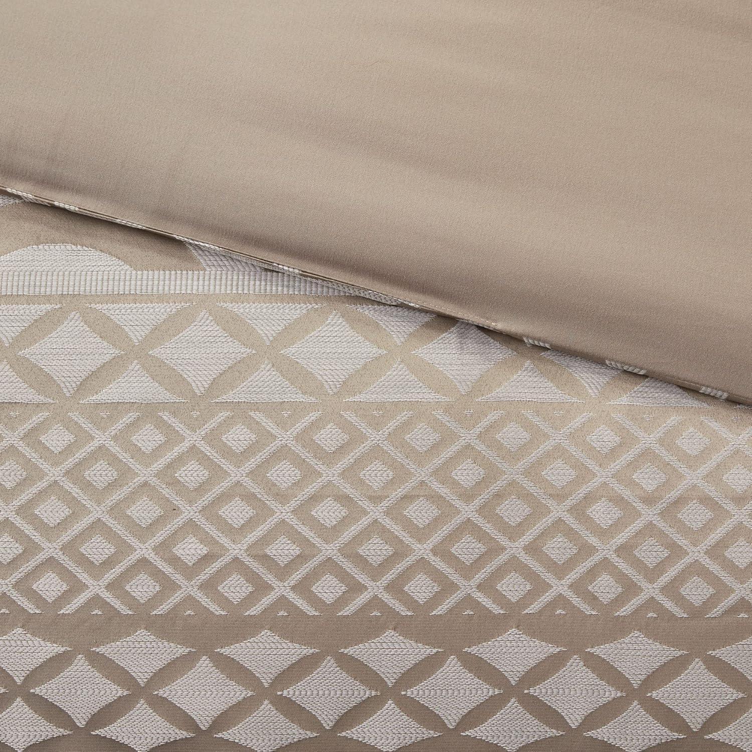 imageMadison Park Carina Cozy Comforter Set Luxe Jacquard Medallion Design with Embroidery and Pleated Details All Season Bedding with Matching Shams Decorative Pillow Queen Taupe 7 PieceCarina Taupe Comforter 7pcs