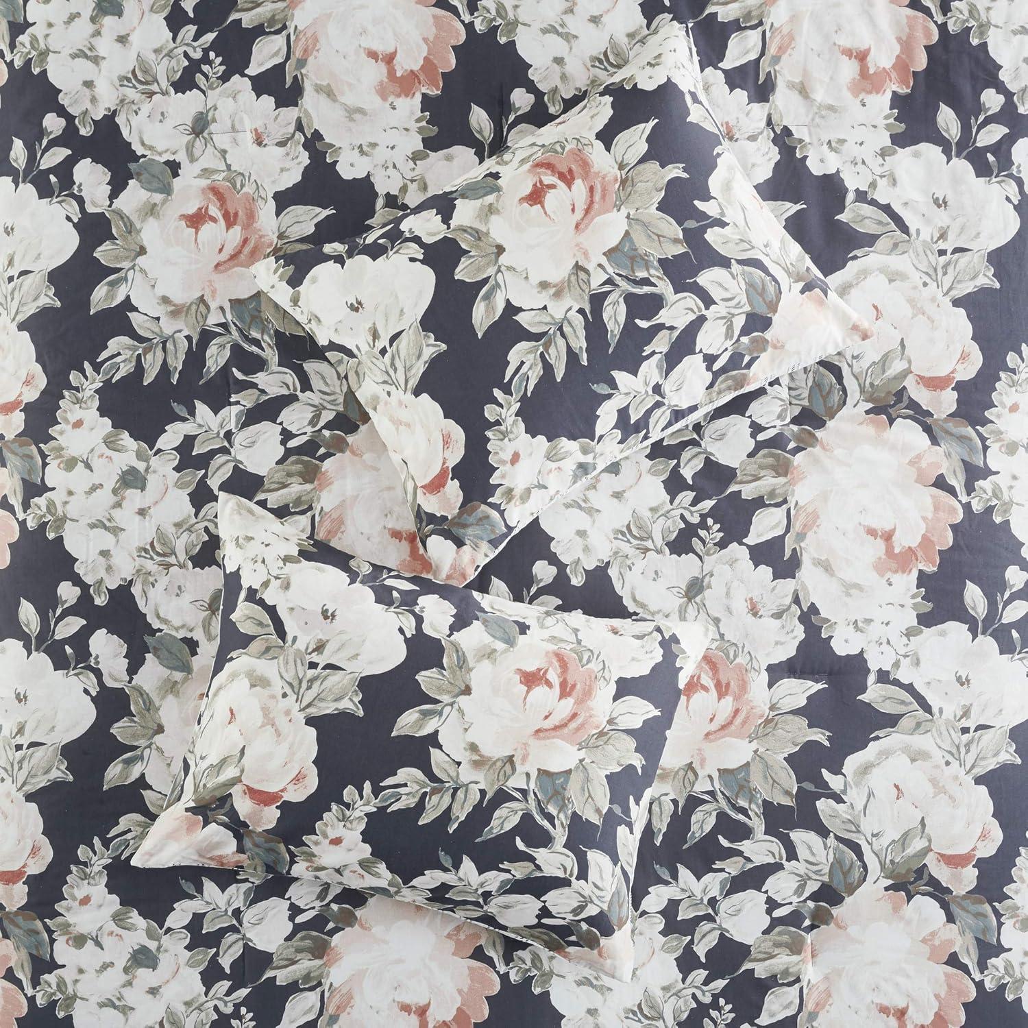 imageMadison Park Cozy Comforter Nature Scenery Design All Season Bedding Matching Bed Skirt Decorative Pillows Holly Floral PurpleTaupe King104x92 8 PieceDark Blue