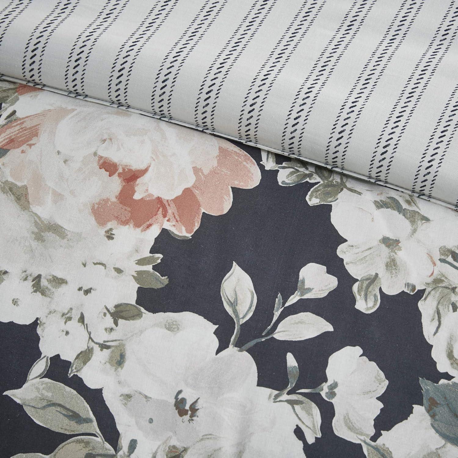imageMadison Park Cozy Comforter Nature Scenery Design All Season Bedding Matching Bed Skirt Decorative Pillows Holly Floral PurpleTaupe King104x92 8 PieceDark Blue