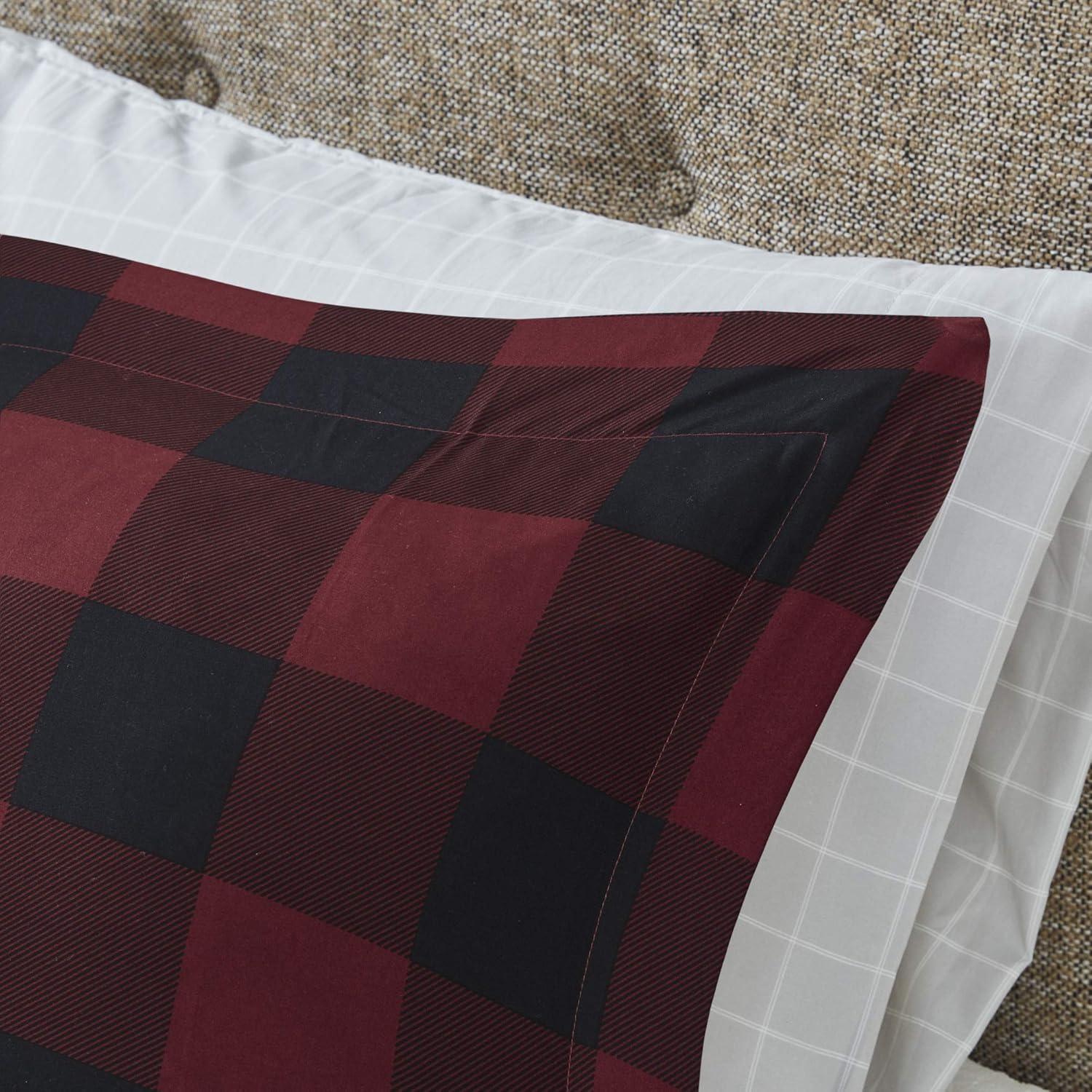imageMadison Park Essentials Cozy Bed in A Bag Reversible Comforter with Complete Sheet Set Casual Plaid Cabin Design All Season Cover Decorative Pillow Everest Plaid Red Twin68x86 6 PieceEverest Plaid Red