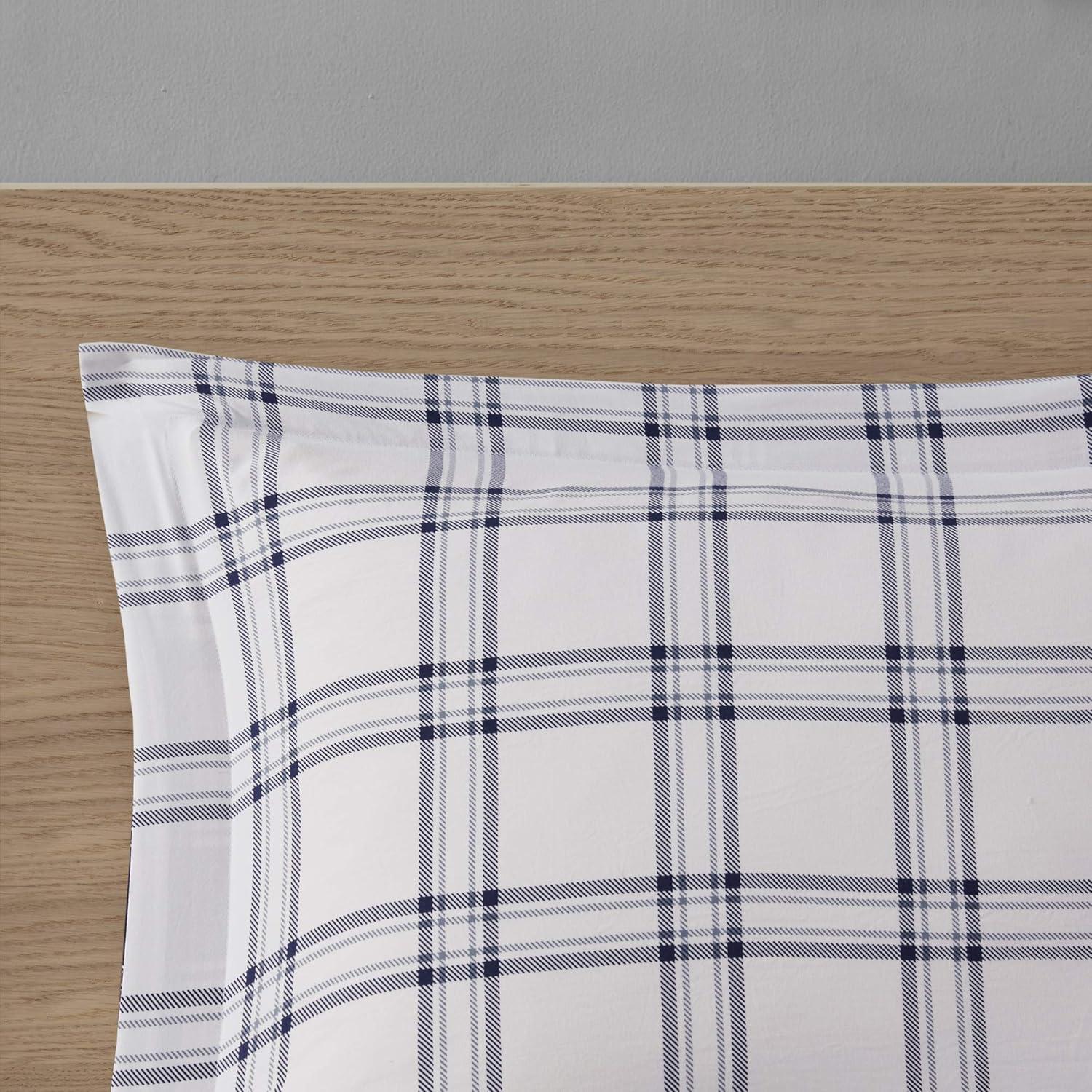 imageMadison Park Essentials Cozy Bed in A Bag Reversible Comforter with Complete Sheet Set Casual Plaid Cabin Design All Season Cover Decorative Pillow Everest Plaid Red Twin68x86 6 PiecePatrick Plaid Navy