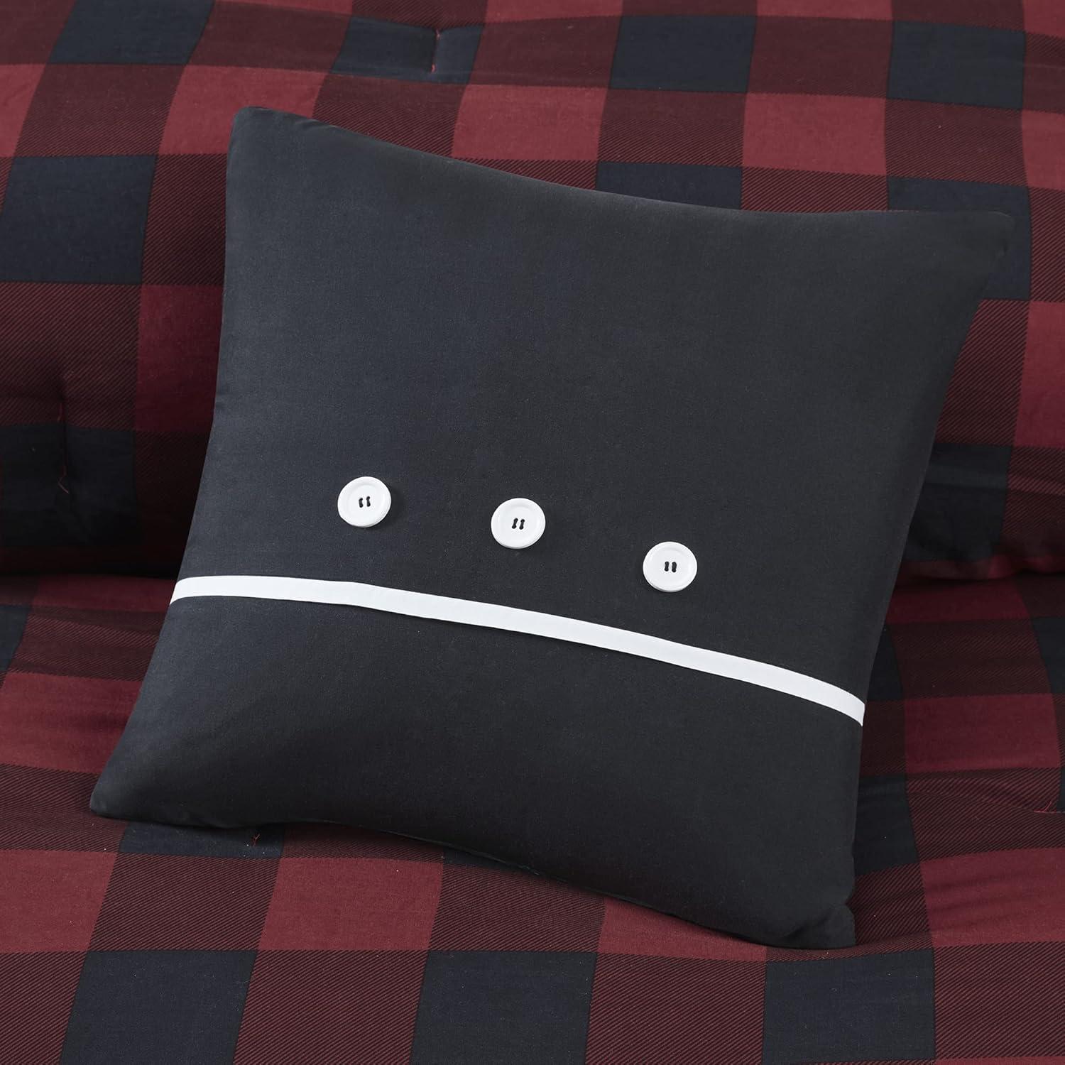 imageMadison Park Essentials Cozy Bed in A Bag Reversible Comforter with Complete Sheet Set Casual Plaid Cabin Design All Season Cover Decorative Pillow Everest Plaid Red Twin68x86 6 PieceEverest Plaid Red