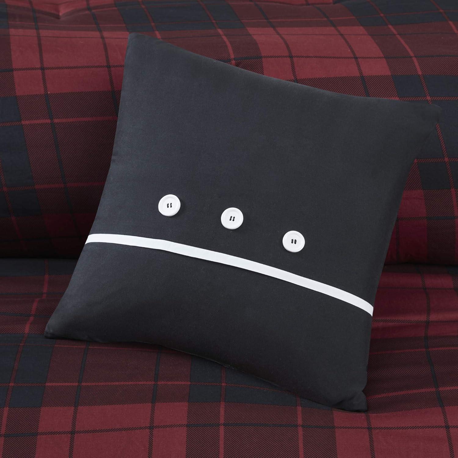 imageMadison Park Essentials Cozy Bed in A Bag Reversible Comforter with Complete Sheet Set Casual Plaid Cabin Design All Season Cover Decorative Pillow Everest Plaid Red Twin68x86 6 PieceEverest Plaid Red
