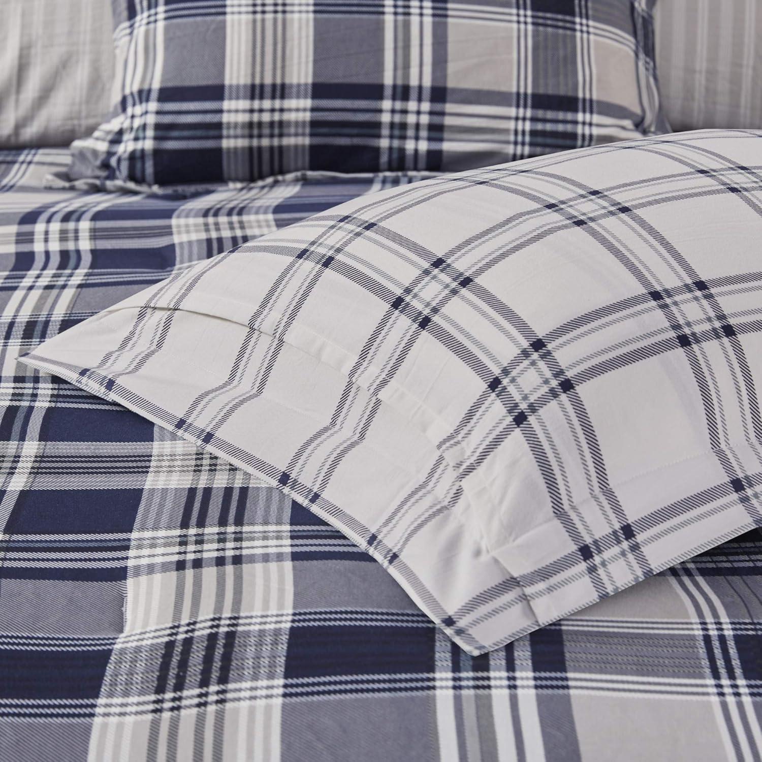 imageMadison Park Essentials Cozy Bed in A Bag Reversible Comforter with Complete Sheet Set Casual Plaid Cabin Design All Season Cover Decorative Pillow Everest Plaid Red Twin68x86 6 PiecePatrick Plaid Navy
