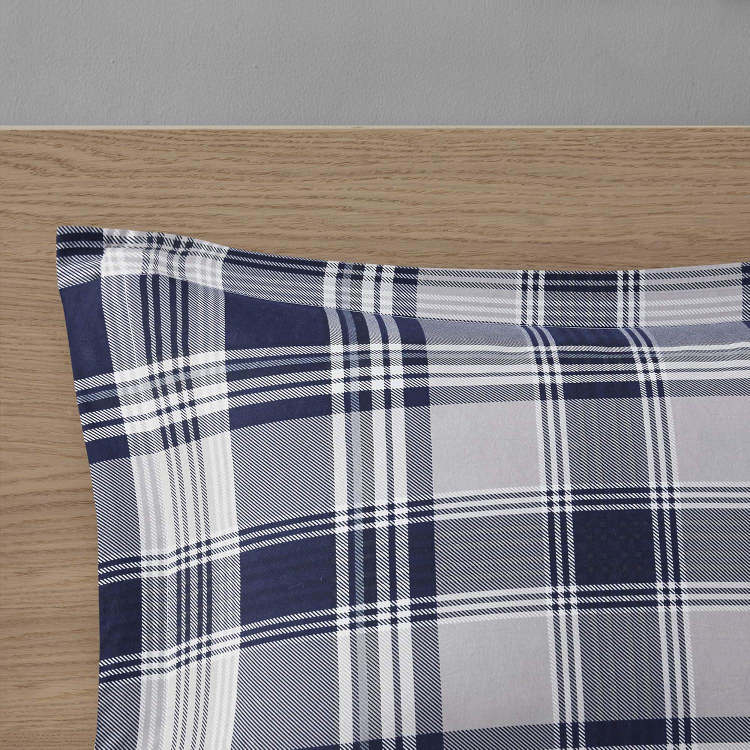 imageMadison Park Essentials Cozy Bed in A Bag Reversible Comforter with Complete Sheet Set Casual Plaid Cabin Design All Season Cover Decorative Pillow Everest Plaid Red Twin68x86 6 PiecePatrick Plaid Navy