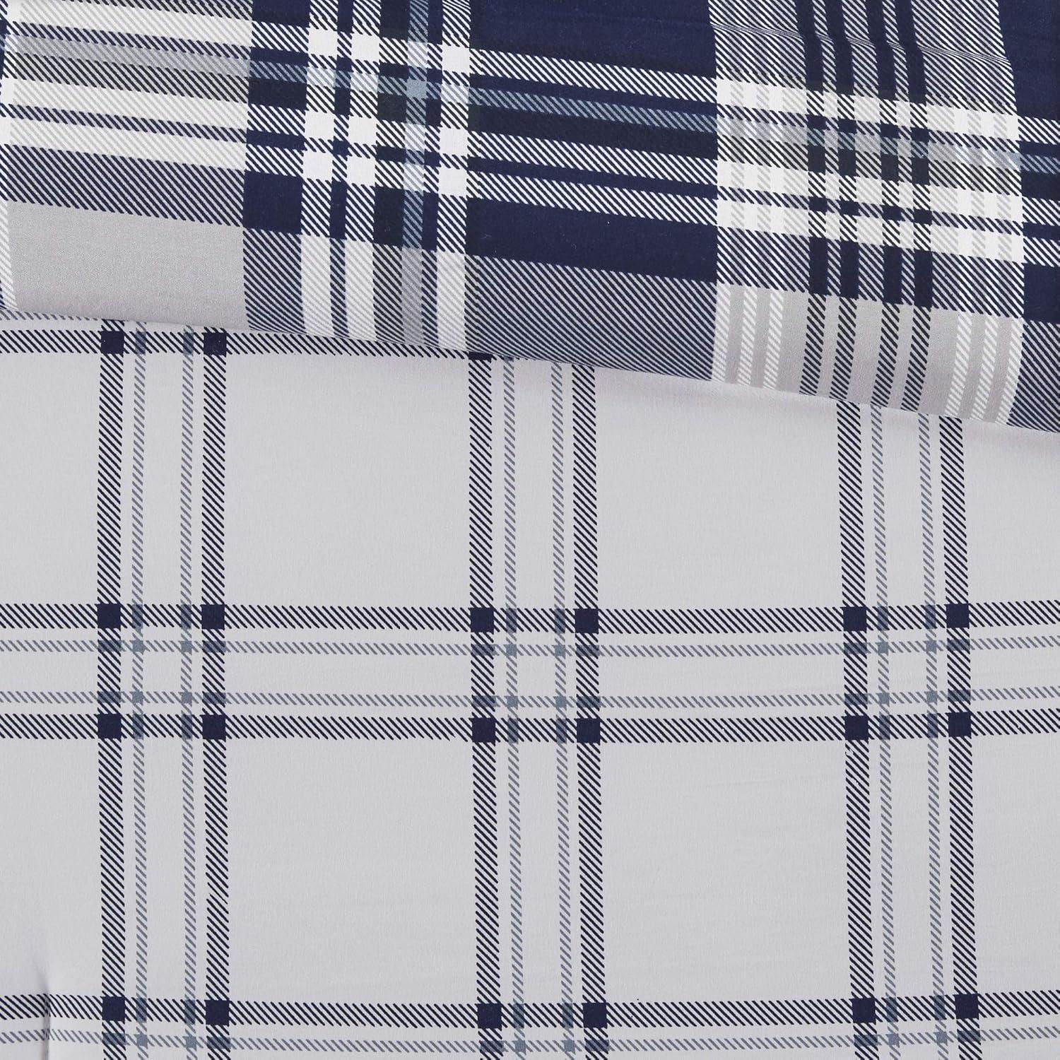 imageMadison Park Essentials Cozy Bed in A Bag Reversible Comforter with Complete Sheet Set Casual Plaid Cabin Design All Season Cover Decorative Pillow Everest Plaid Red Twin68x86 6 PiecePatrick Plaid Navy