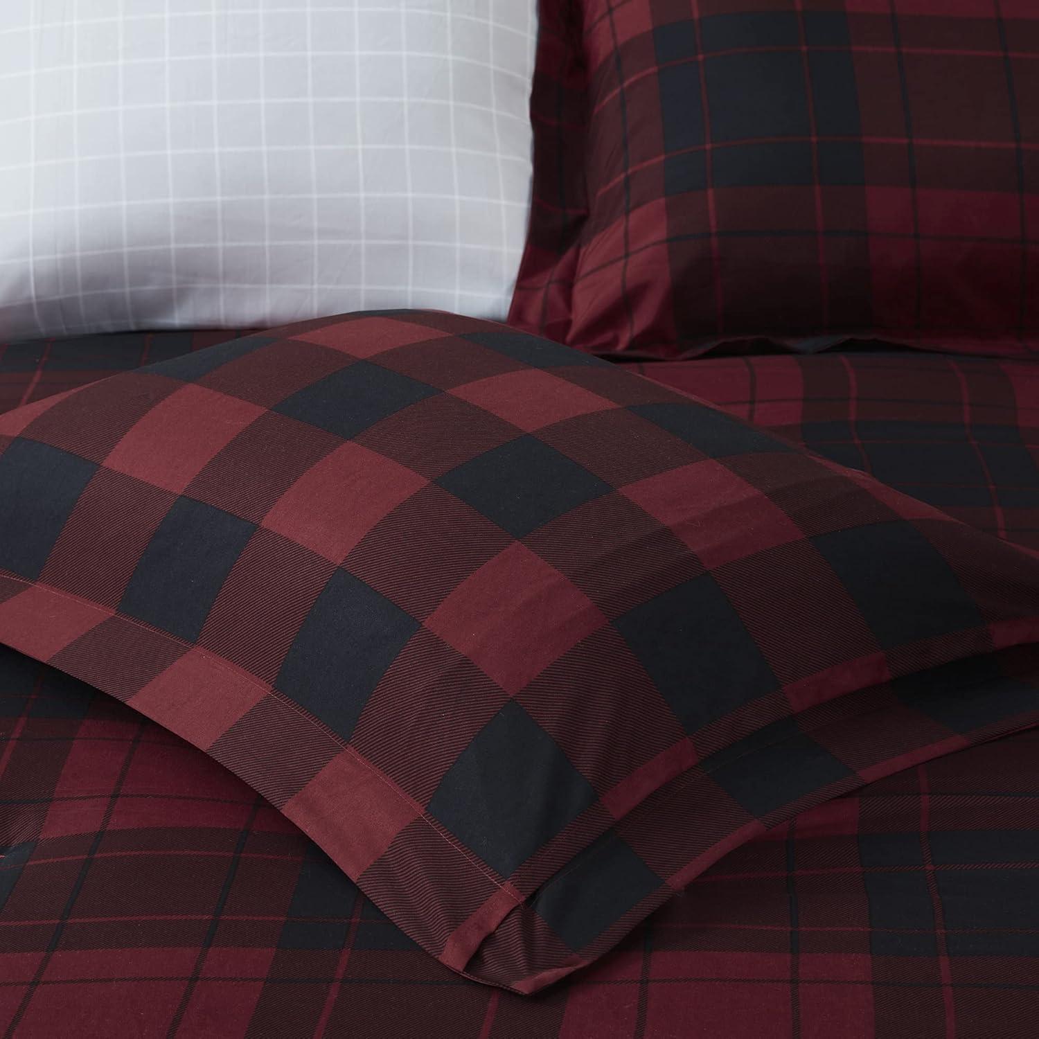 imageMadison Park Essentials Cozy Bed in A Bag Reversible Comforter with Complete Sheet Set Casual Plaid Cabin Design All Season Cover Decorative Pillow Everest Plaid Red Twin68x86 6 PieceEverest Plaid Red