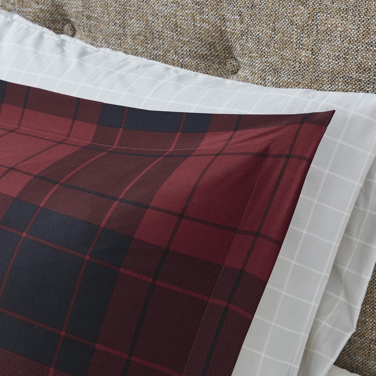 imageMadison Park Essentials Cozy Bed in A Bag Reversible Comforter with Complete Sheet Set Casual Plaid Cabin Design All Season Cover Decorative Pillow Everest Plaid Red Twin68x86 6 PieceEverest Plaid Red