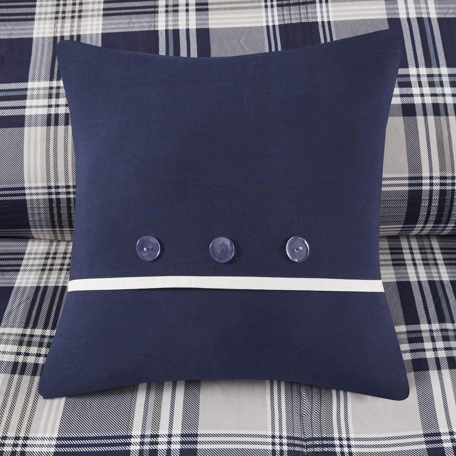 imageMadison Park Essentials Cozy Bed in A Bag Reversible Comforter with Complete Sheet Set Casual Plaid Cabin Design All Season Cover Decorative Pillow Everest Plaid Red Twin68x86 6 PiecePatrick Plaid Navy