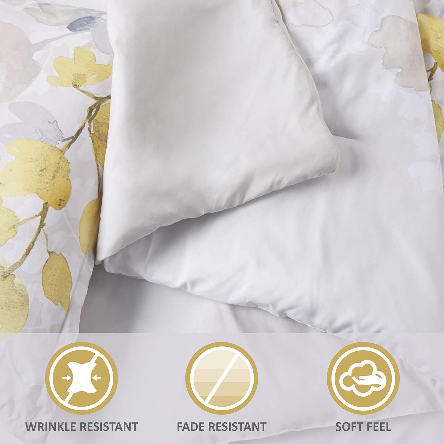 imageMadison Park Queen Comforter Set with Sheets Floral Print Microfiber Comforter for a QueenSize Bed Shabby Chic Bed in a Bag Set Diamond Printed Sheet Alice Queen Mauve 7 PieceLeaf Yellow