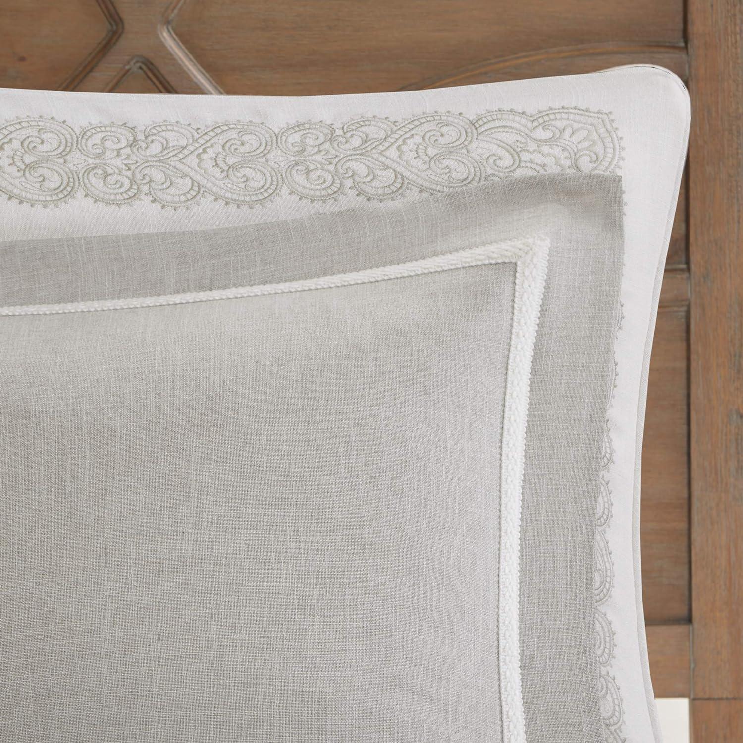 imageMadison Park Signature Glam Cozy Comforter Set All Season Bedding Combo Filled Insert and Removable Duvet Cover Shams Decorative Pillows Metallic White King110x96 10 PieceNatural