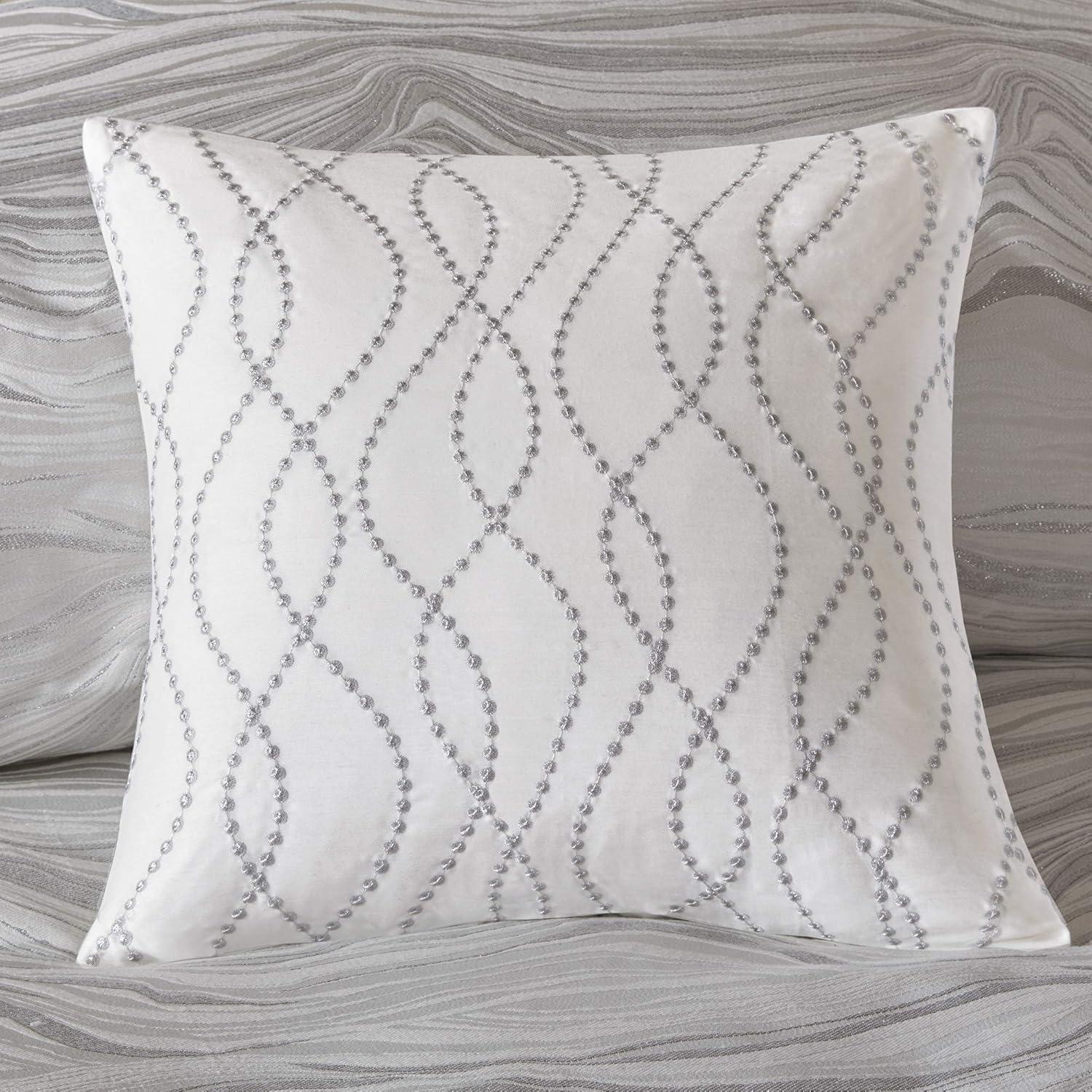 imageMadison Park Signature Glam Cozy Comforter Set All Season Bedding Combo Filled Insert and Removable Duvet Cover Shams Decorative Pillows Metallic White King110x96 10 PieceHollywood Glam White