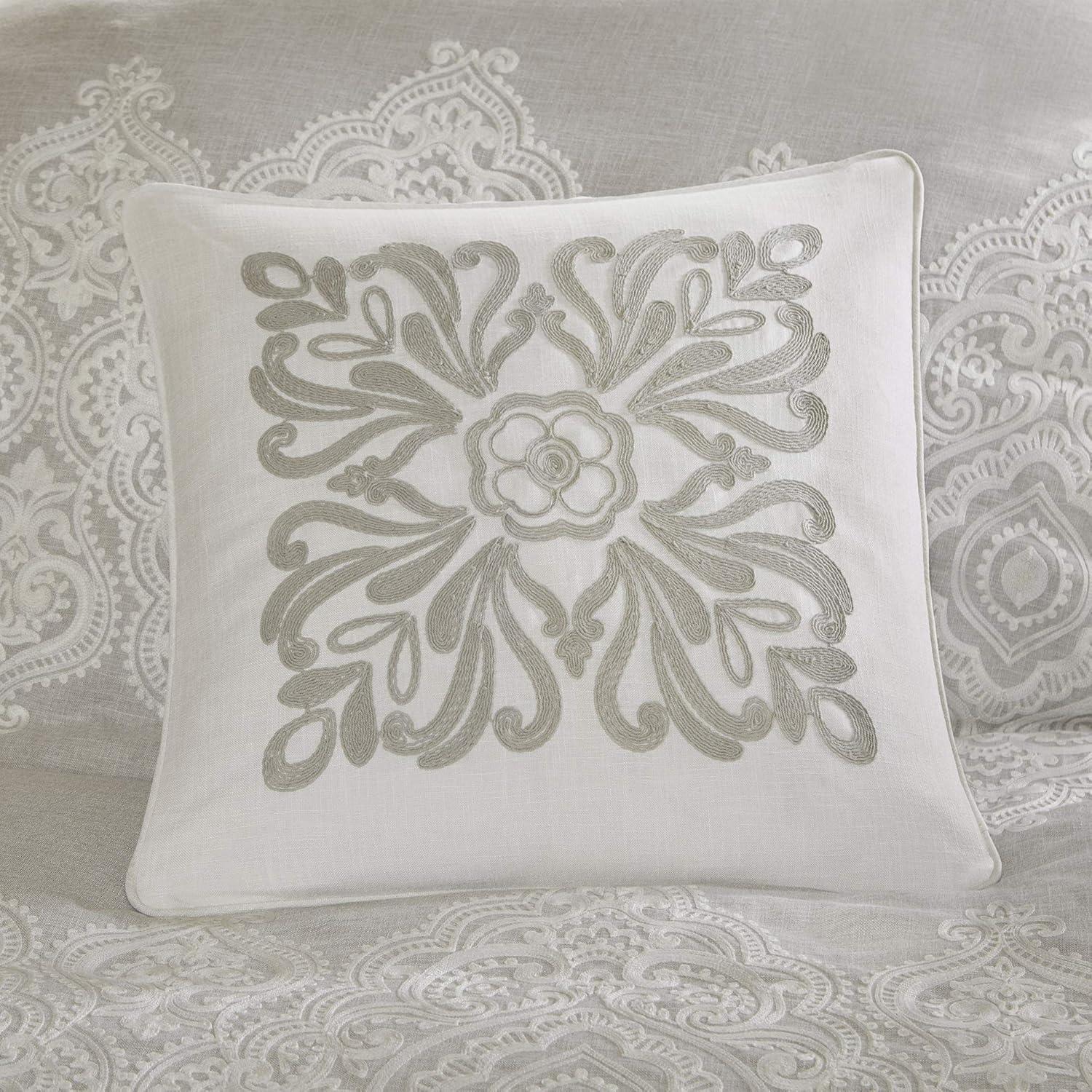 imageMadison Park Signature Glam Cozy Comforter Set All Season Bedding Combo Filled Insert and Removable Duvet Cover Shams Decorative Pillows Metallic White King110x96 10 PieceNatural