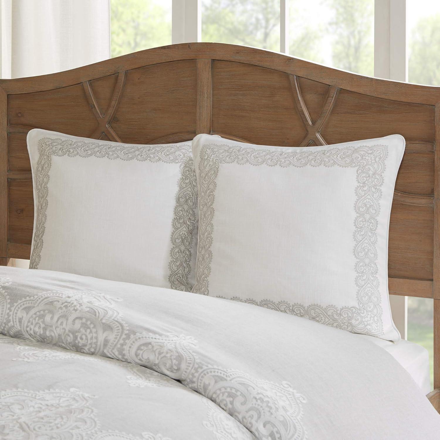 imageMadison Park Signature Glam Cozy Comforter Set All Season Bedding Combo Filled Insert and Removable Duvet Cover Shams Decorative Pillows Metallic White King110x96 10 PieceNatural
