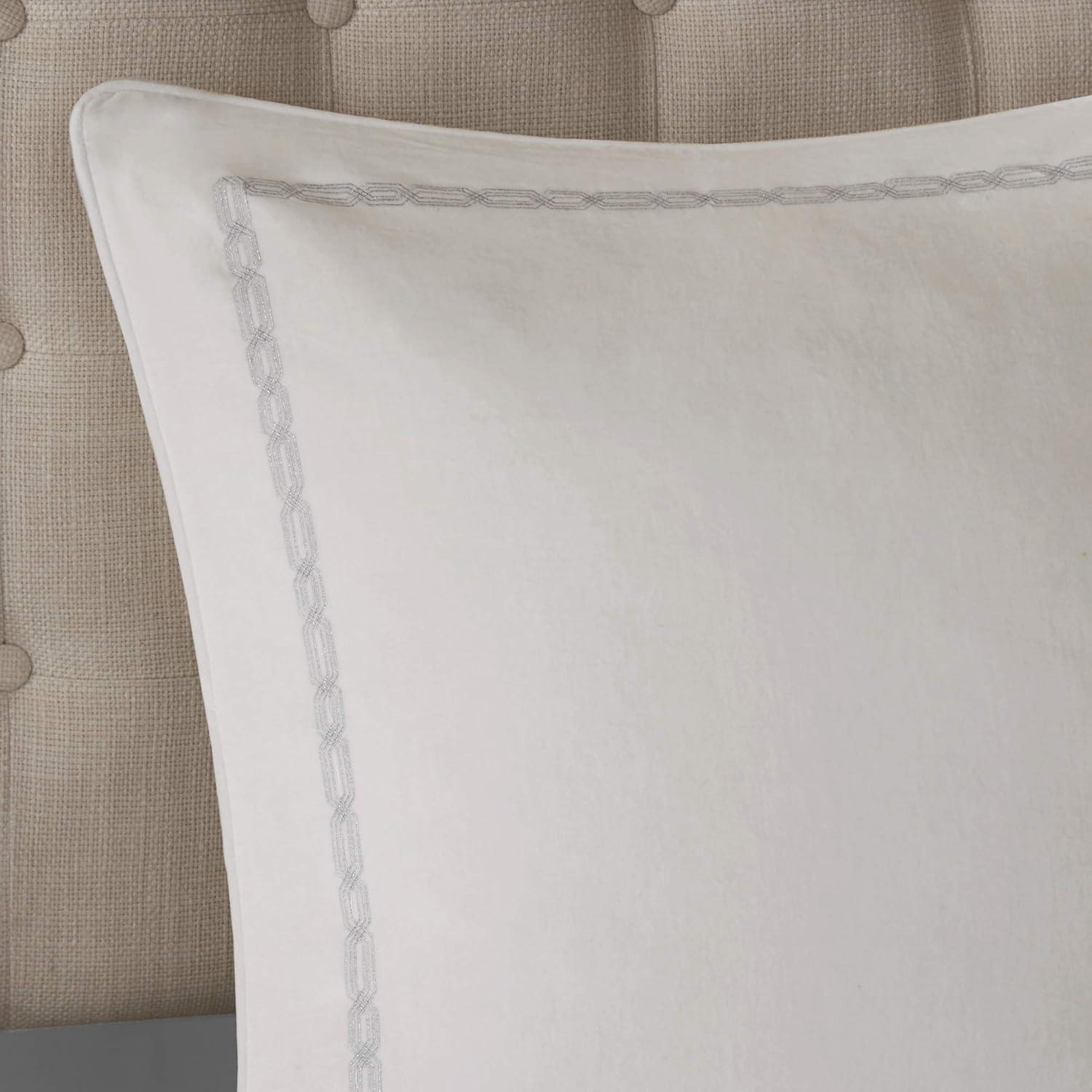 imageMadison Park Signature Glam Cozy Comforter Set All Season Bedding Combo Filled Insert and Removable Duvet Cover Shams Decorative Pillows Metallic White King110x96 10 PieceHollywood Glam White