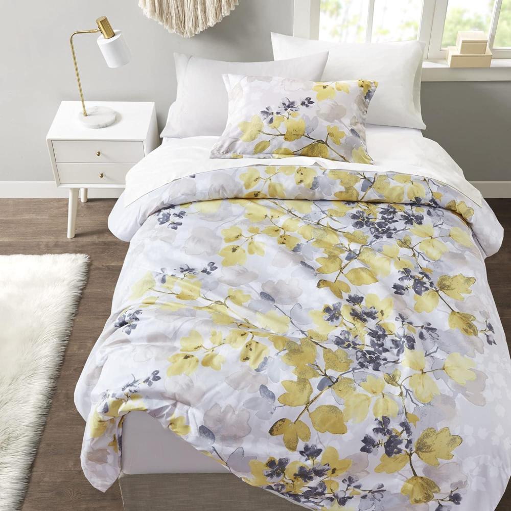 imageMadison Park Queen Comforter Set with Sheets Floral Print Microfiber Comforter for a QueenSize Bed Shabby Chic Bed in a Bag Set Diamond Printed Sheet Alice Queen Mauve 7 PieceLeaf Yellow