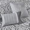 Madison Park Carina Cozy Comforter Set Luxe Jacquard Medallion Design with Embroidery and Pleated Details, All Season Bedding with Matching Shams, Decorative Pillow, Queen, Taupe 7 Piece(Jordan  Grey/White Riab 24pcs)