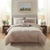 Madison Park Carina Cozy Comforter Set Luxe Jacquard Medallion Design with Embroidery and Pleated Details, All Season Bedding with Matching Shams, Decorative Pillow, Queen, Taupe 7 Piece(Carina  Taupe Comforter 7pcs)