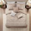 Madison Park Carina Cozy Comforter Set Luxe Jacquard Medallion Design with Embroidery and Pleated Details, All Season Bedding with Matching Shams, Decorative Pillow, Queen, Taupe 7 Piece(Carina  Taupe Comforter 7pcs)