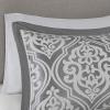 Madison Park Carina Cozy Comforter Set Luxe Jacquard Medallion Design with Embroidery and Pleated Details, All Season Bedding with Matching Shams, Decorative Pillow, Queen, Taupe 7 Piece(Jordan  Grey/White Riab 24pcs)