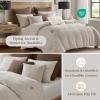 Madison Park Comforter Set Chenille Jacquard, Cotton Reverse, Oversized Comforters, Removable Cover, All Season Bedding, Decor Pillows, Chapman, Queen Ivory/Neutral 8 Piece(Ivory/Neutral)