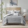 Madison Park Comforter Set Chic Textured Clipped Jacquard Stripes King Size Comforter Sets, Drew, Microfiber Bedding, All Season Comforter, Shams, Throw Pillows King/Cal King Gray 5 Piece(Gray)