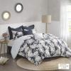 Madison Park Cozy Comforter Nature Scenery Design – All Season Bedding, Matching Bed Skirt, Decorative Pillows, Holly, Floral Purple/Taupe King(104″x92″) 8 Piece(Dark Blue)