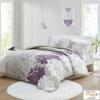 Madison Park Delilah Sateen Cotton Comforter Set, Breathable, Soft Cover, Modern Print, All Season Down Alternative Cozy Bedding with Matching Shams, King/ Cal King, Grey/Blush 3 Piece(Grey/Purple 3pcs)
