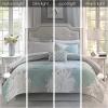 Madison Park Essentials Maible Cozy Bed in A Bag Comforter with Complete Cotton Sheet Set-Floral Medallion Damask Design All Season Cover, Decorative Pillow, Queen (90 in x 90 in), Blush/Gray(Floral Aqua)