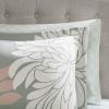 Madison Park Essentials Maible Cozy Bed in A Bag Comforter with Complete Cotton Sheet Set-Floral Medallion Damask Design All Season Cover, Decorative Pillow, Queen (90 in x 90 in), Blush/Gray(Floral Blush)