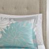 Madison Park Essentials Maible Cozy Bed in A Bag Comforter with Complete Cotton Sheet Set-Floral Medallion Damask Design All Season Cover, Decorative Pillow, Queen (90 in x 90 in), Blush/Gray(Floral Aqua)
