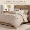 Madison Park King Comforter Set, Trendy Geometric Jacquard, Soft Microfiber Reverse, Oversized Comforters, All Seasons Down Alternative Overfilled Comforters, Grace, King Taupe 9 Piece(Taupe)