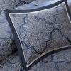 Madison Park Medina Comforter Set-Casual Jacquar Damask Design All Season Cozy Bedding, Matching Bedskirt, Shams, Decorative Pillows, King (104 in x 92 in), Damask Navy 8 Piece(Medina Navy)