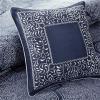 Madison Park Medina Comforter Set-Casual Jacquar Damask Design All Season Cozy Bedding, Matching Bedskirt, Shams, Decorative Pillows, King (104 in x 92 in), Damask Navy 8 Piece(Medina Navy)