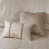 Madison Park Medina Comforter Set-Casual Jacquar Damask Design All Season Cozy Bedding, Matching Bedskirt, Shams, Decorative Pillows, King (104 in x 92 in), Damask Navy 8 Piece(Camelia Natural)