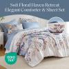 Madison Park Queen Comforter Set with Sheets, Floral Print, Microfiber Comforter for a Queen-Size Bed, Shabby Chic Bed in a Bag Set Diamond Printed Sheet, Alice, Queen Mauve 7 Piece(Blue)