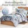 Madison Park Queen Comforter Set with Sheets, Floral Print, Microfiber Comforter for a Queen-Size Bed, Shabby Chic Bed in a Bag Set Diamond Printed Sheet, Alice, Queen Mauve 7 Piece(Leaf Blue)