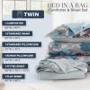 Madison Park Queen Comforter Set with Sheets, Floral Print, Microfiber Comforter for a Queen-Size Bed, Shabby Chic Bed in a Bag Set Diamond Printed Sheet, Alice, Queen Mauve 7 Piece(Leaf Blue)