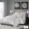 Madison Park Signature Glam Cozy Comforter Set – All Season Bedding Combo Filled Insert and Removable Duvet Cover, Shams, Decorative Pillows, Metallic White King(110″x96″) 10 Piece(Hollywood Glam  White)