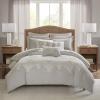 Madison Park Signature Glam Cozy Comforter Set – All Season Bedding Combo Filled Insert and Removable Duvet Cover, Shams, Decorative Pillows, Metallic White King(110″x96″) 10 Piece(Natural)