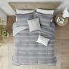 Madison Park Comforter Set Chic Textured Clipped Jacquard Stripes King Size Comforter Sets, Drew, Microfiber Bedding, All Season Comforter, Shams, Throw Pillows King/Cal King Gray 5 Piece(Gray)