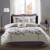 Madison Park Cozy Comforter Nature Scenery Design – All Season Bedding, Matching Bed Skirt, Decorative Pillows, Holly, Floral Purple/Taupe King(104″x92″) 8 Piece(Grey/Purple)