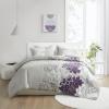 Madison Park Delilah Sateen Cotton Comforter Set, Breathable, Soft Cover, Modern Print, All Season Down Alternative Cozy Bedding with Matching Shams, King/ Cal King, Grey/Blush 3 Piece(Grey/Purple 3pcs)
