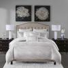 Madison Park Signature Glam Cozy Comforter Set – All Season Bedding Combo Filled Insert and Removable Duvet Cover, Shams, Decorative Pillows, Metallic White King(110″x96″) 10 Piece(Hollywood Glam  White)