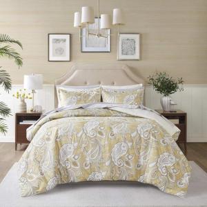 Madison Park Essentials Paisley Wheat 9 Piece Queen Microfiber Bed In A Bag Bedding Set with Trendy Casual Design, All Season, Matching Shams(Paisley Wheat)