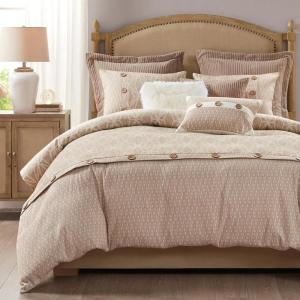 Madison Park King Comforter Set, Trendy Geometric Jacquard, Soft Microfiber Reverse, Oversized Comforters, All Seasons Down Alternative Overfilled Comforters, Grace, King Taupe 9 Piece(Taupe)