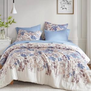Madison Park Queen Comforter Set with Sheets, Floral Print, Microfiber Comforter for a Queen-Size Bed, Shabby Chic Bed in a Bag Set Diamond Printed Sheet, Alice, Queen Mauve 7 Piece(Blue)