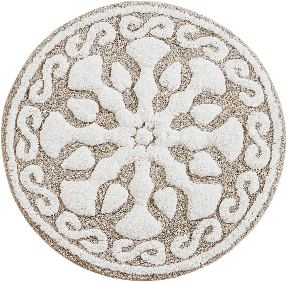 imageMadison Park Casablanca 100 Cotton Tufted Bathroom Rugs Luxurious Plush Medallion Floral Pattern Bath Mat Absorbent Quick Dry Spa Design Shower Room Dcor Rectangle 25 R GreyTaupe
