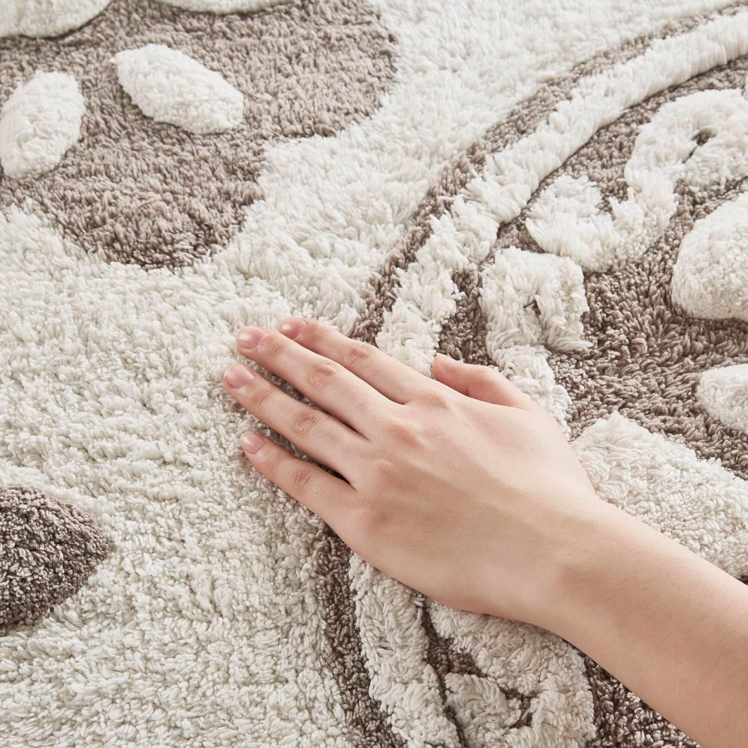 imageMadison Park Casablanca 100 Cotton Tufted Bathroom Rugs Luxurious Plush Medallion Floral Pattern Bath Mat Absorbent Quick Dry Spa Design Shower Room Dcor Rectangle 25 R GreyTaupe