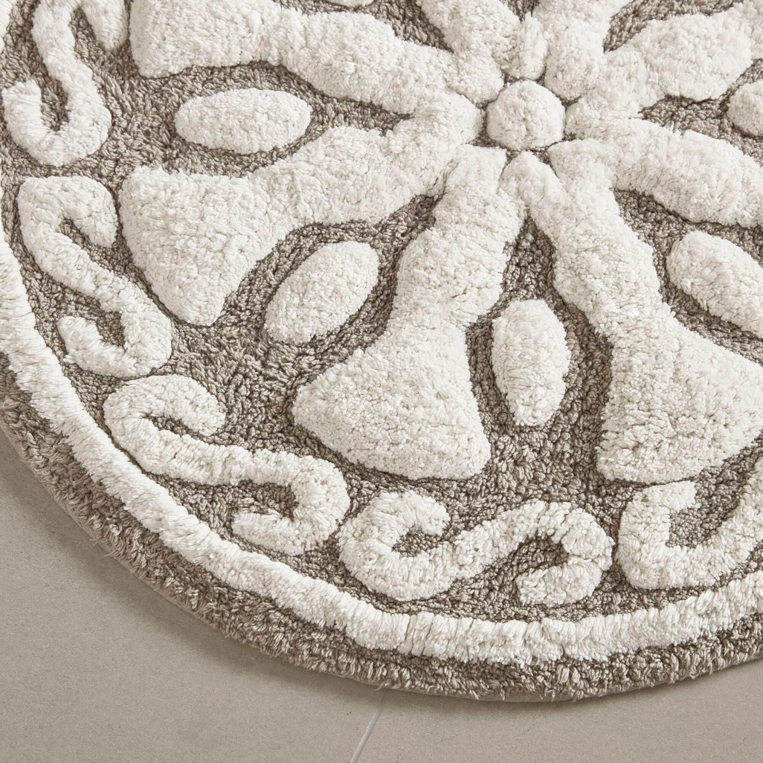 imageMadison Park Casablanca 100 Cotton Tufted Bathroom Rugs Luxurious Plush Medallion Floral Pattern Bath Mat Absorbent Quick Dry Spa Design Shower Room Dcor Rectangle 25 R GreyTaupe